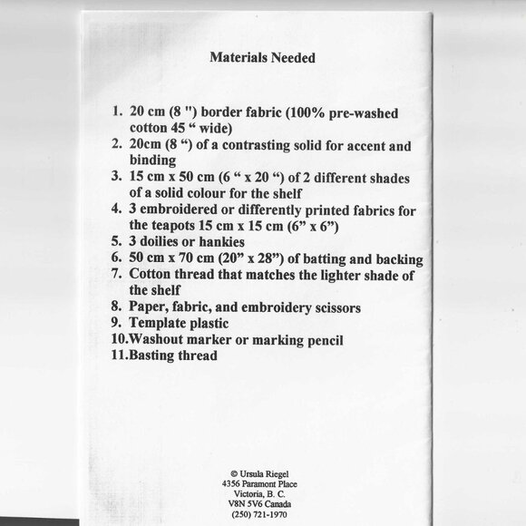 "Little Teapots" Reverse Applique Quilt Pattern 16 x 25" - Picture 2 of 2